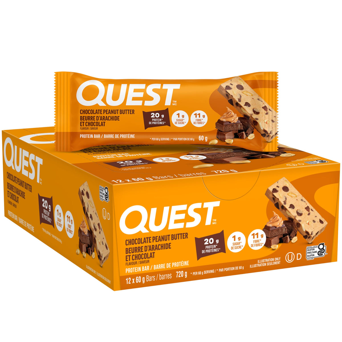 Quest Nutrition Protein Bar, Chocolate Peanut Butter, 12 Count