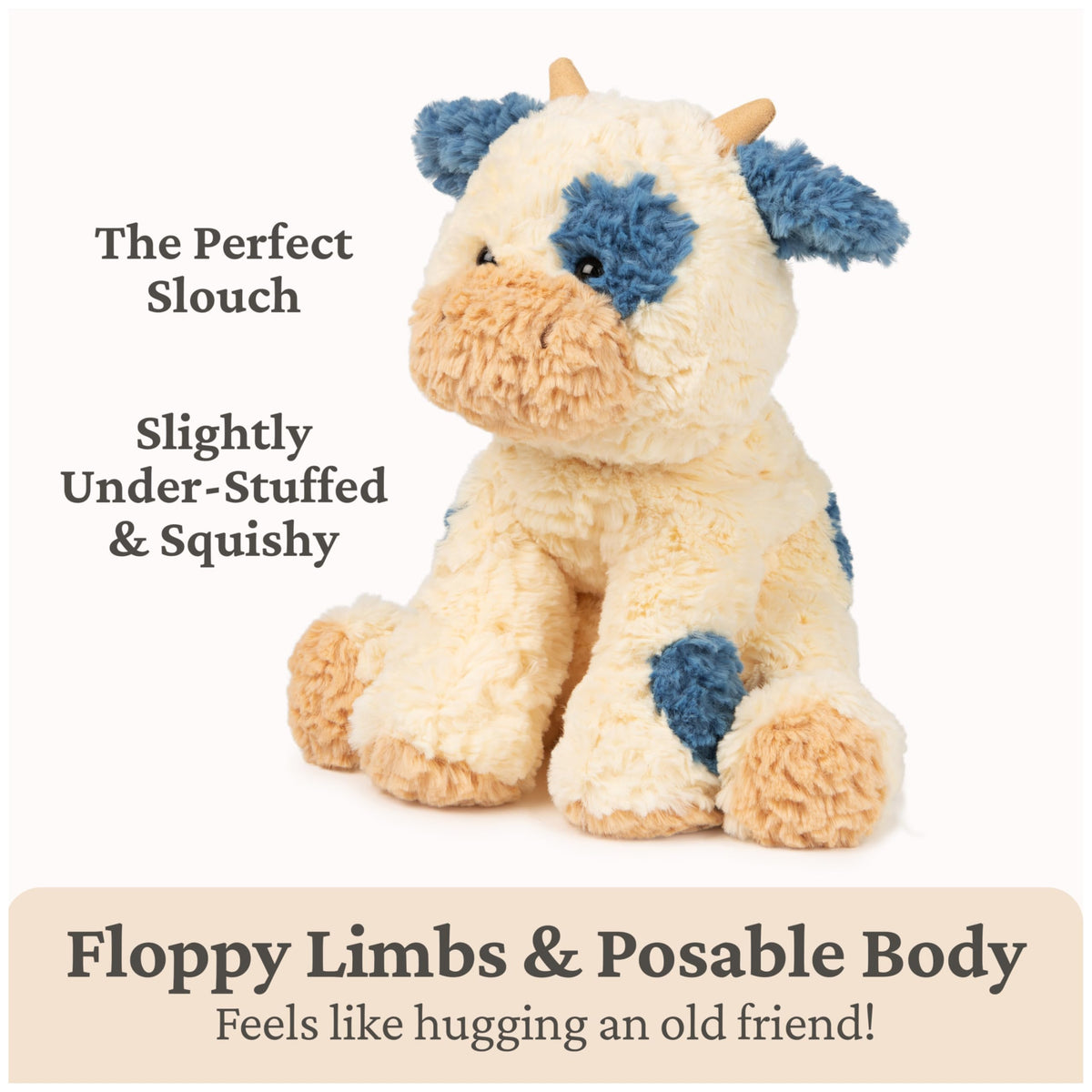 GUND Cozys Collection Cow Plush, Cream/Blue, 10"