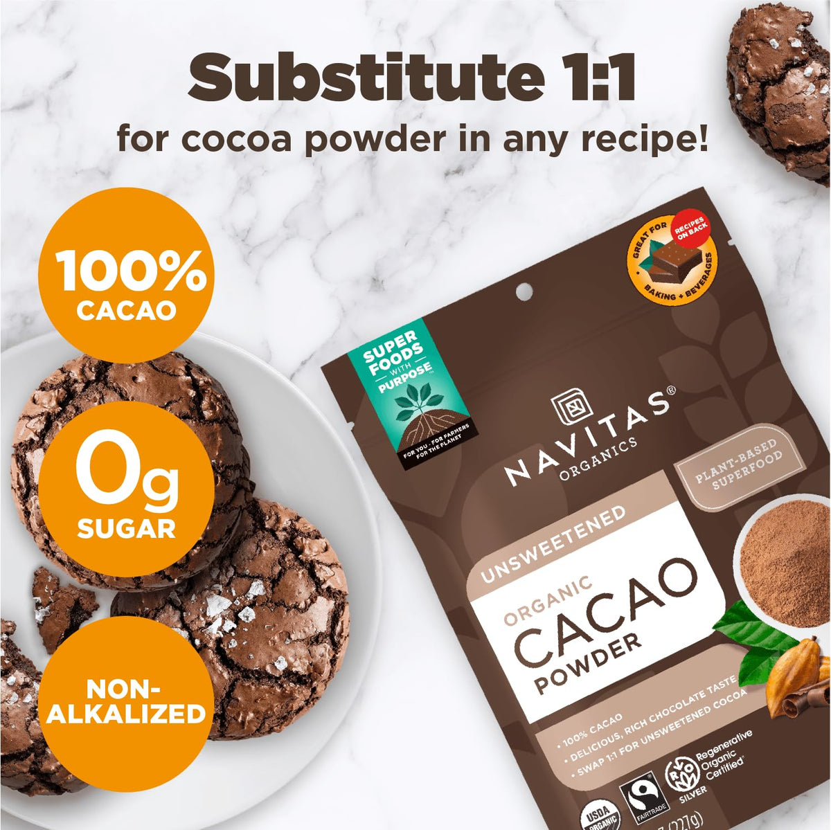 Navitas Organics Cacao Powder, 8 oz