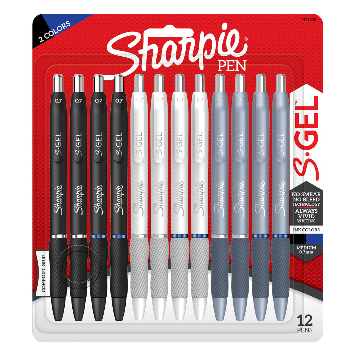Sharpie S-Gel Medium Point Gel Pens, Black & Blue, 12 Count