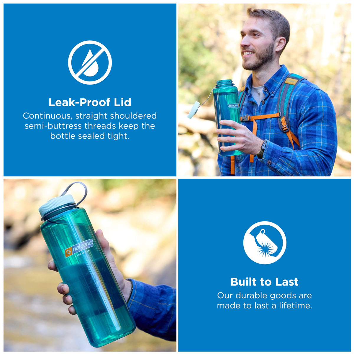 Nalgene Wide Mouth Silo Water Bottle, Jade, 48 oz