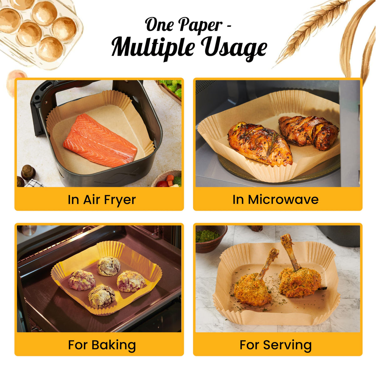 Baker's Signature Air Fryer Parchment Liners, 8 in Square, 250 Count
