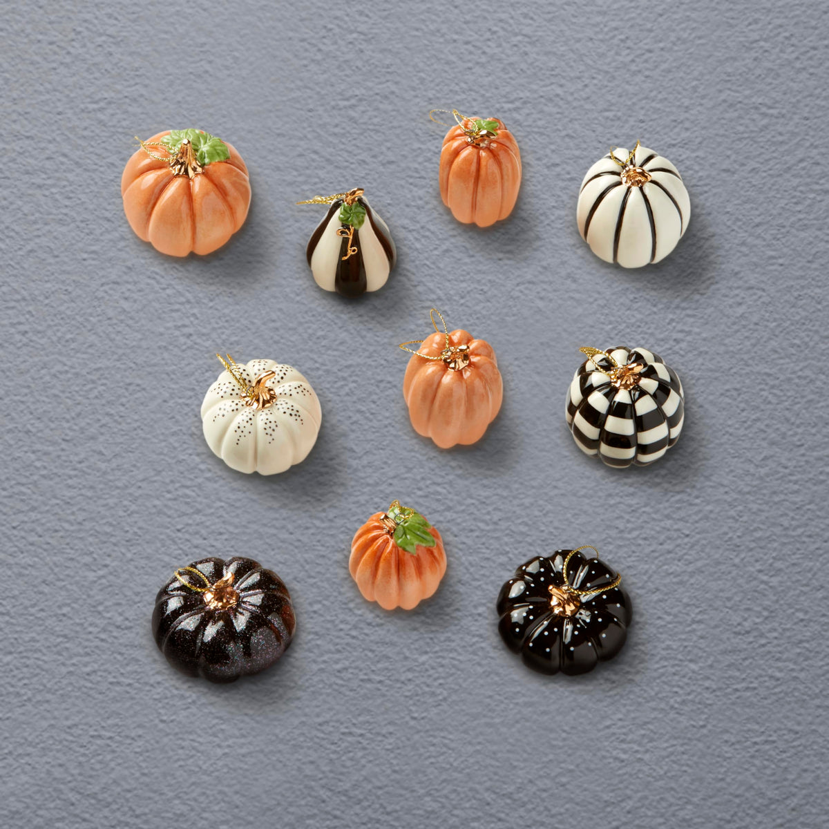 Lenox Pumpkin 10-Piece Mini Porcelain Hanging Ornament Set