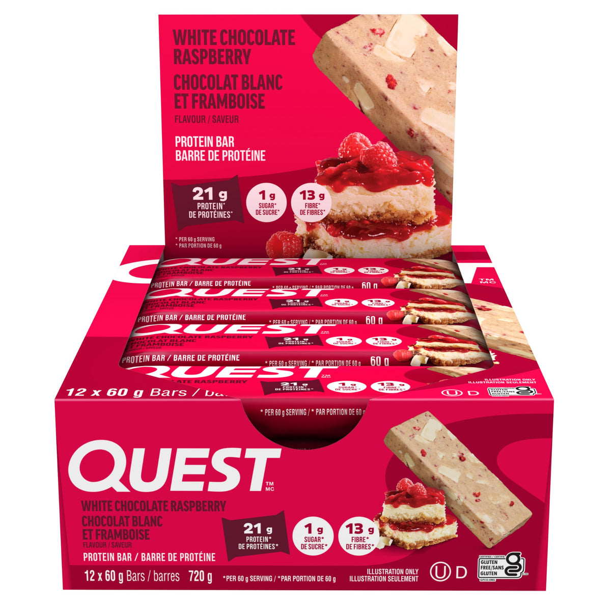 Quest Protein Bar, White Chocolate Raspberry, 12 Count