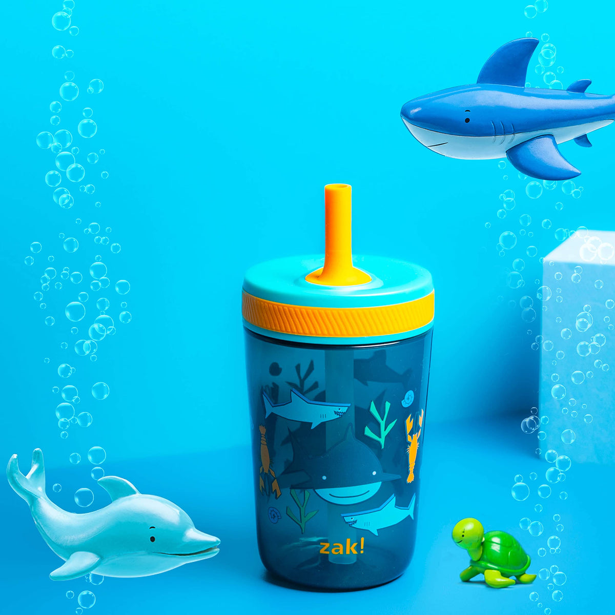 Zak Designs Underwater Kelso Toddler Straw Cups, 15oz, 2-Pack