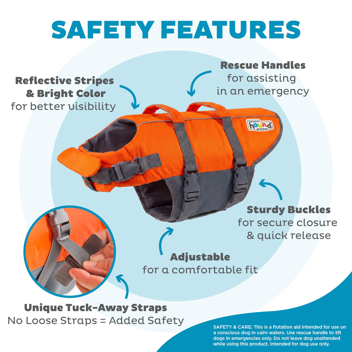 Outward Hound Granby Splash Dog Life Jacket, Orange, Large