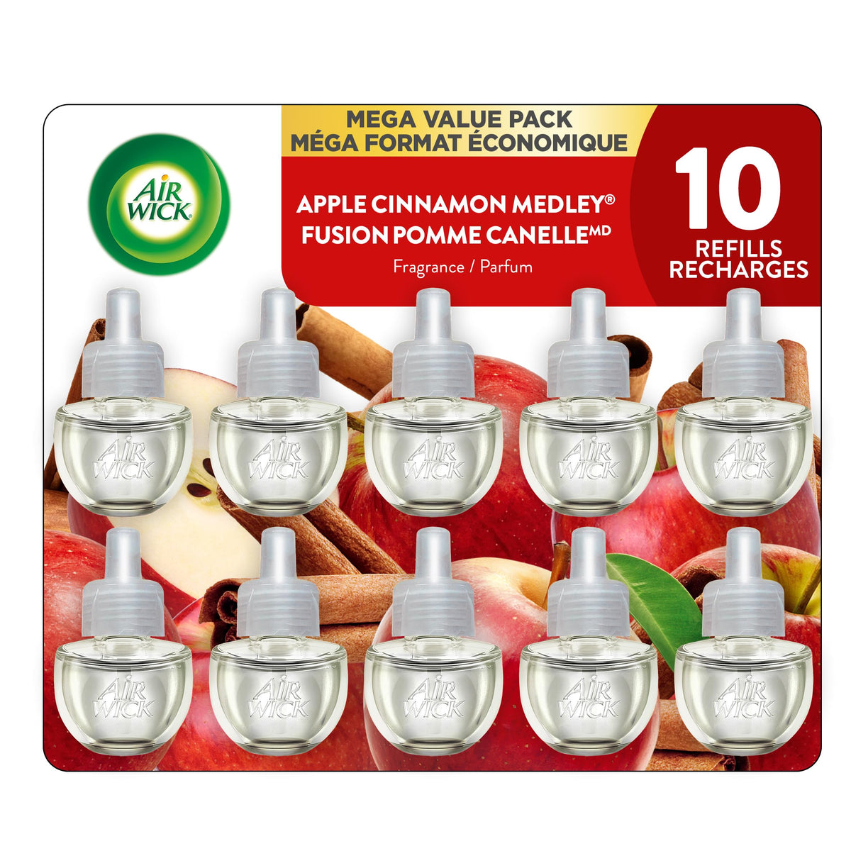 Air Wick Plug In Scented Oil Refills, Apple Cinnamon, 10 Count