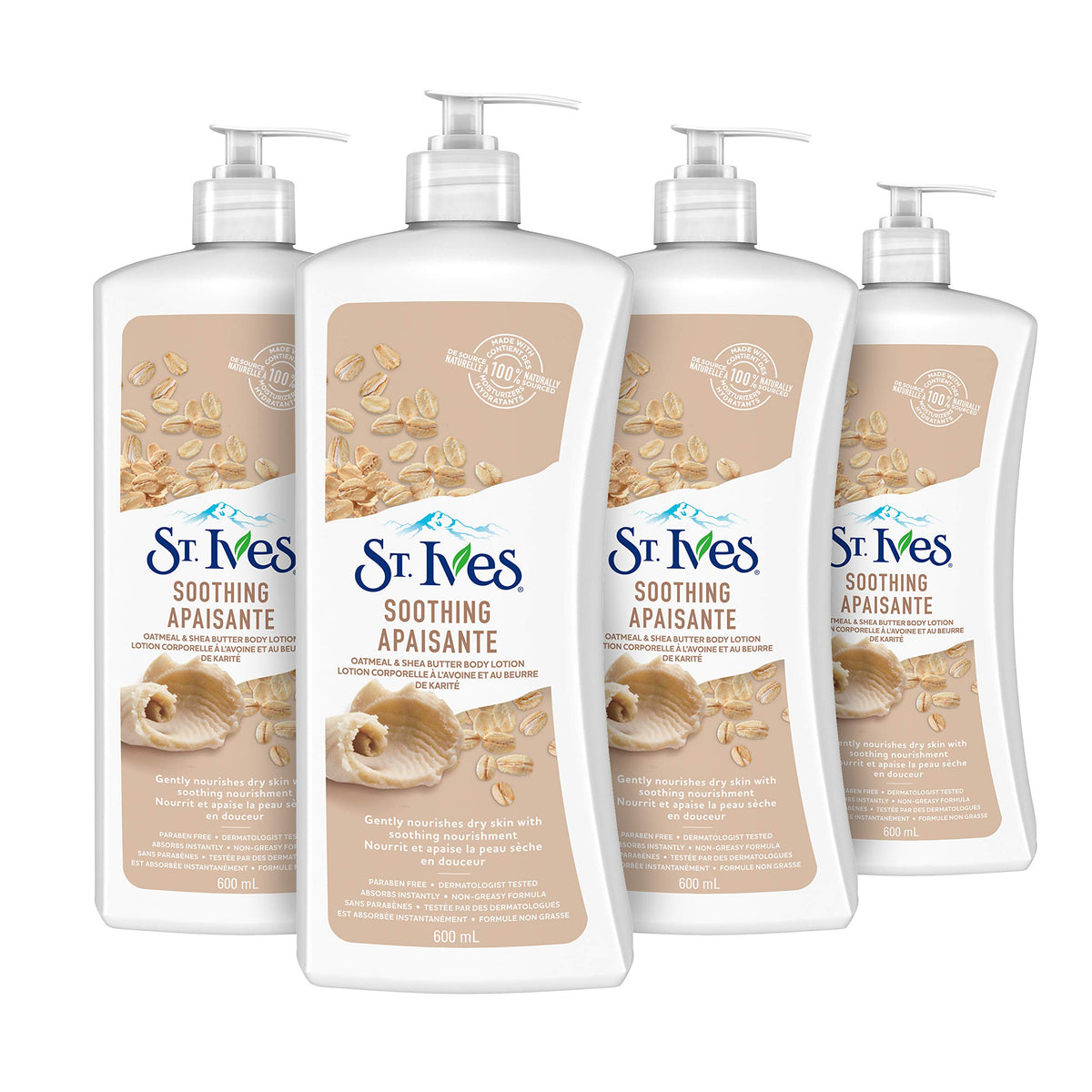 St. Ives Soothing Oatmeal & Shea Butter Body Lotion, 4 x 600 mL