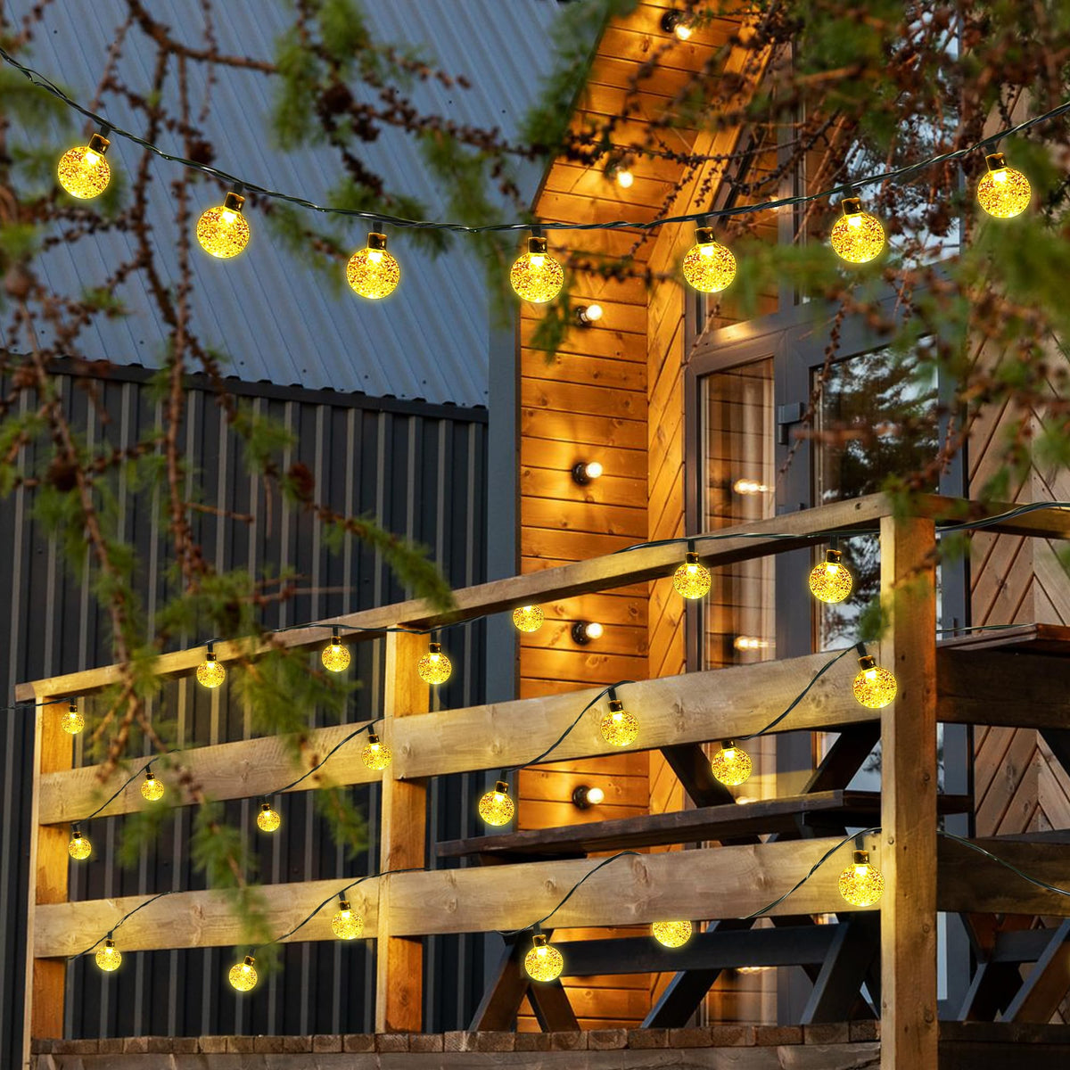Joomer Solar Globe String Lights, 65 ft, 100 LED, Warm White