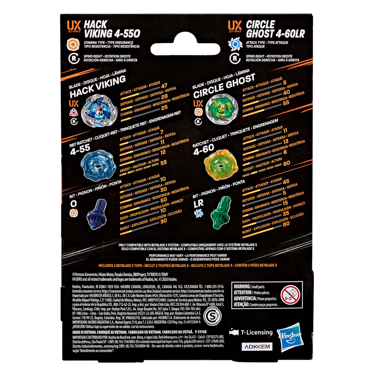Beyblade X Circle Ghost 4-60LR UX & Hack Viking 4-55O UX Dual Pack