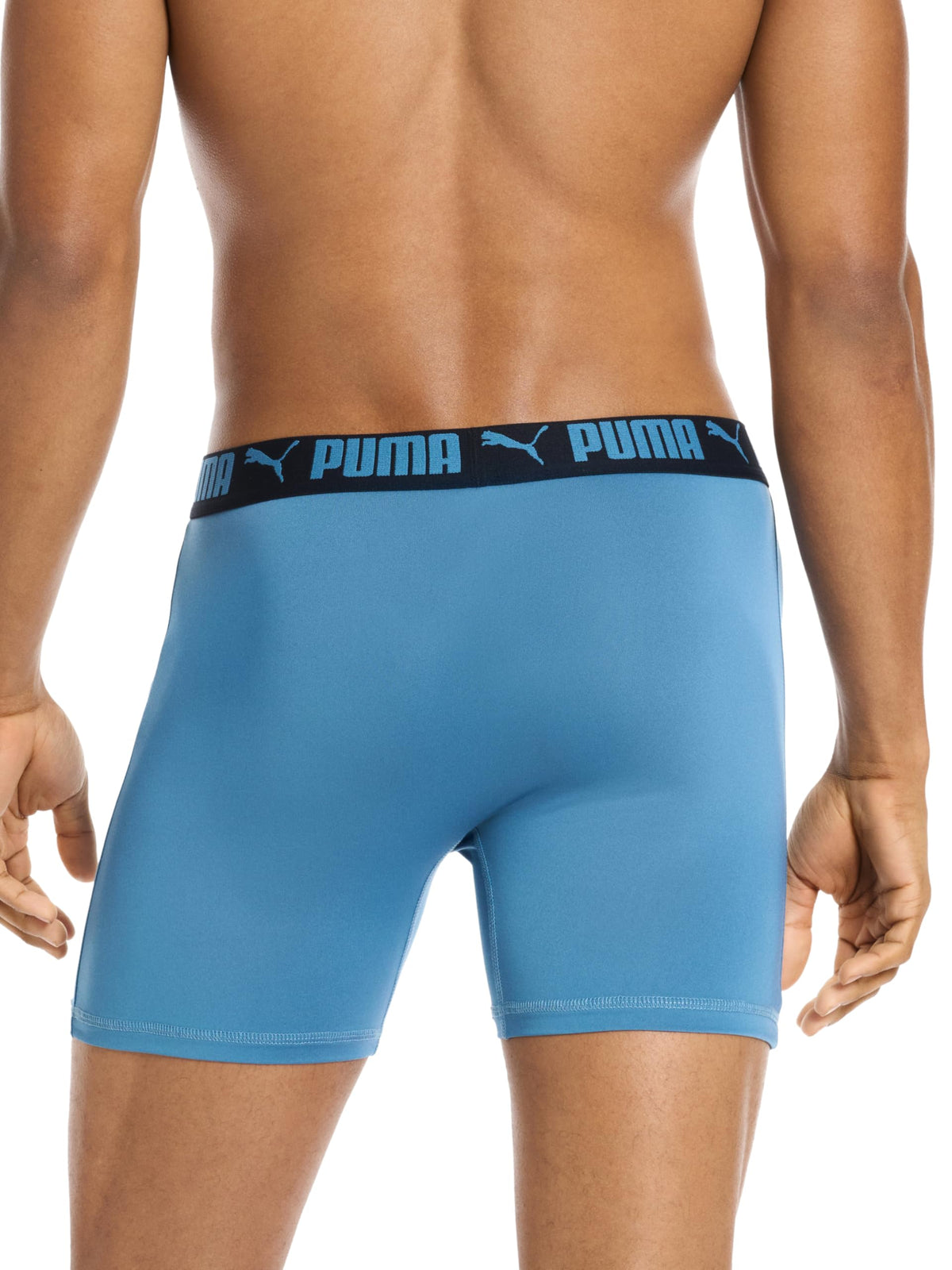 Puma Men's 4 Pack Active Stretch Boxer Briefs, Blue Combo