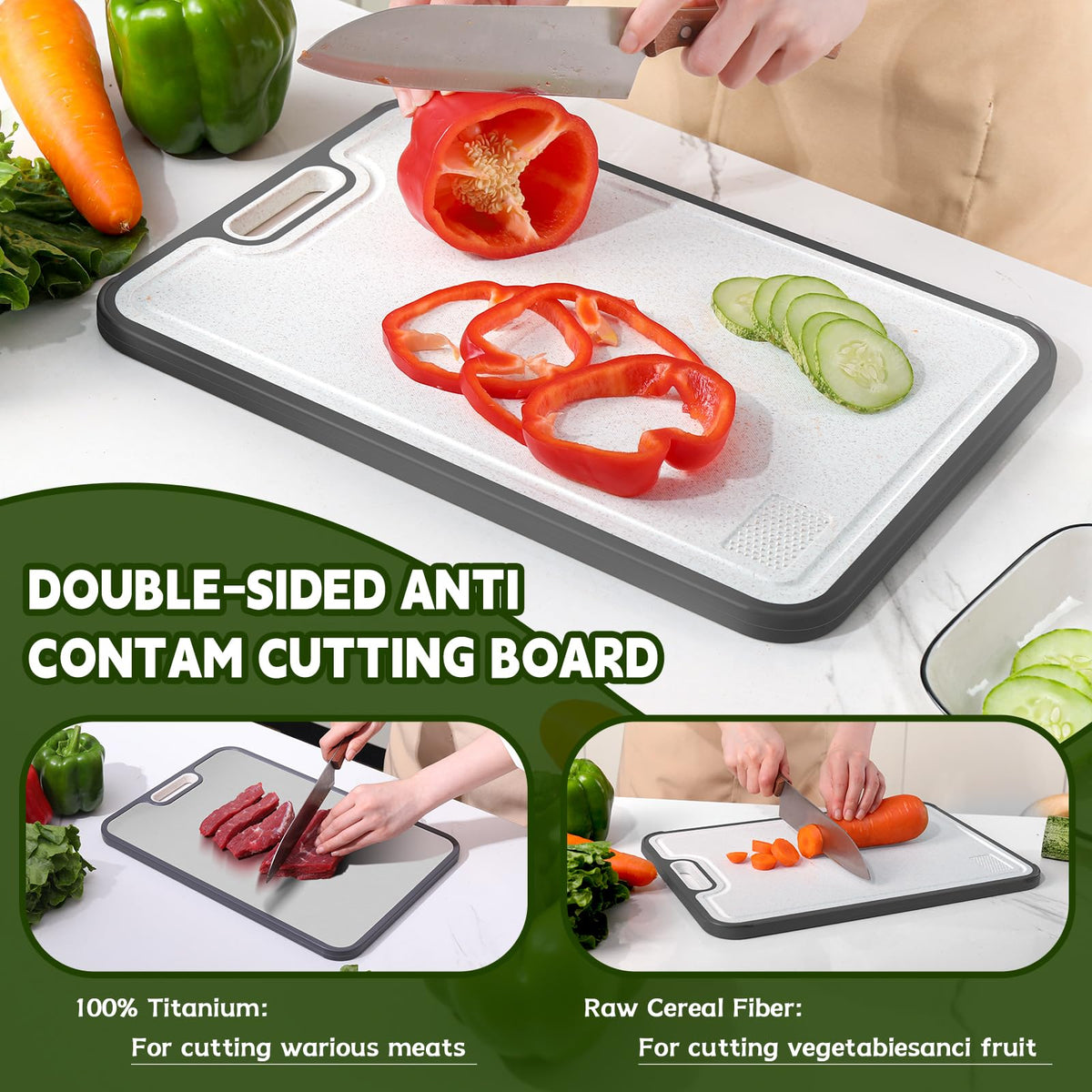 Titanium Double-Sided Cutting Board, 16 x 11 inch