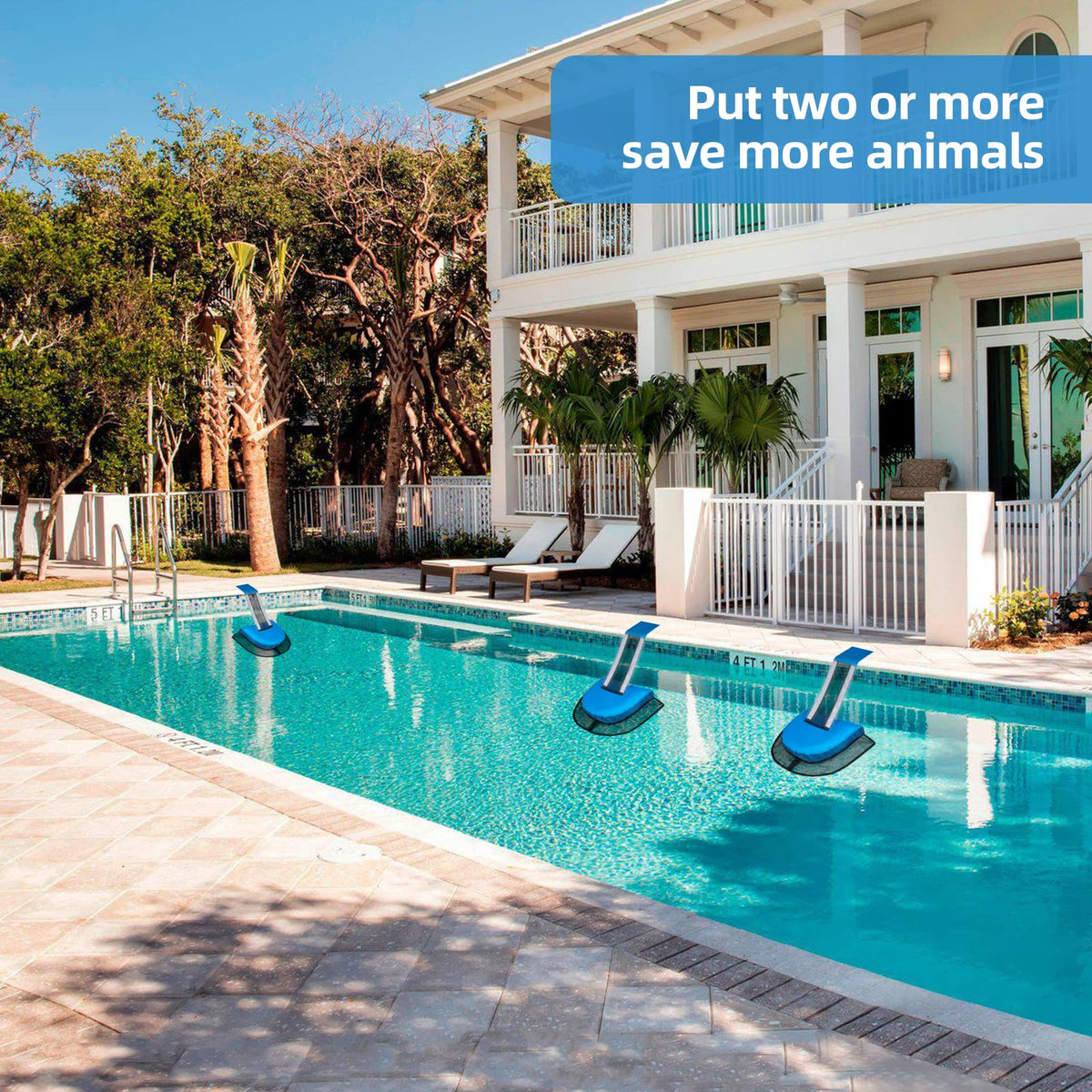 Animal Saving Escape Ramp for Swimming Pools, Blue, L (2 Pack)