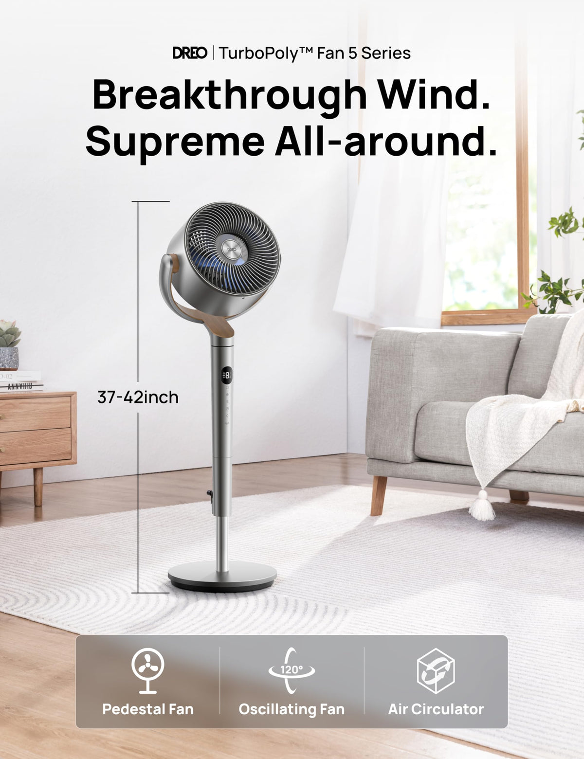 DREO Fan for Bedroom, 90ft