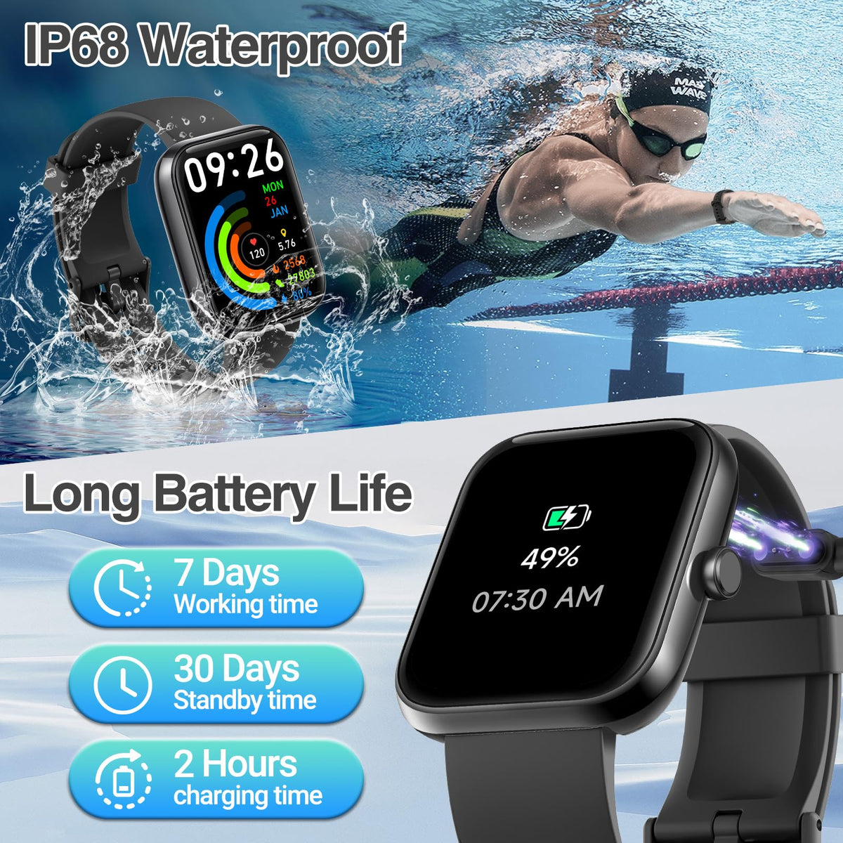 Smart Watch for Men and Women with Bluetooth Call, Alexa, 1.83 in