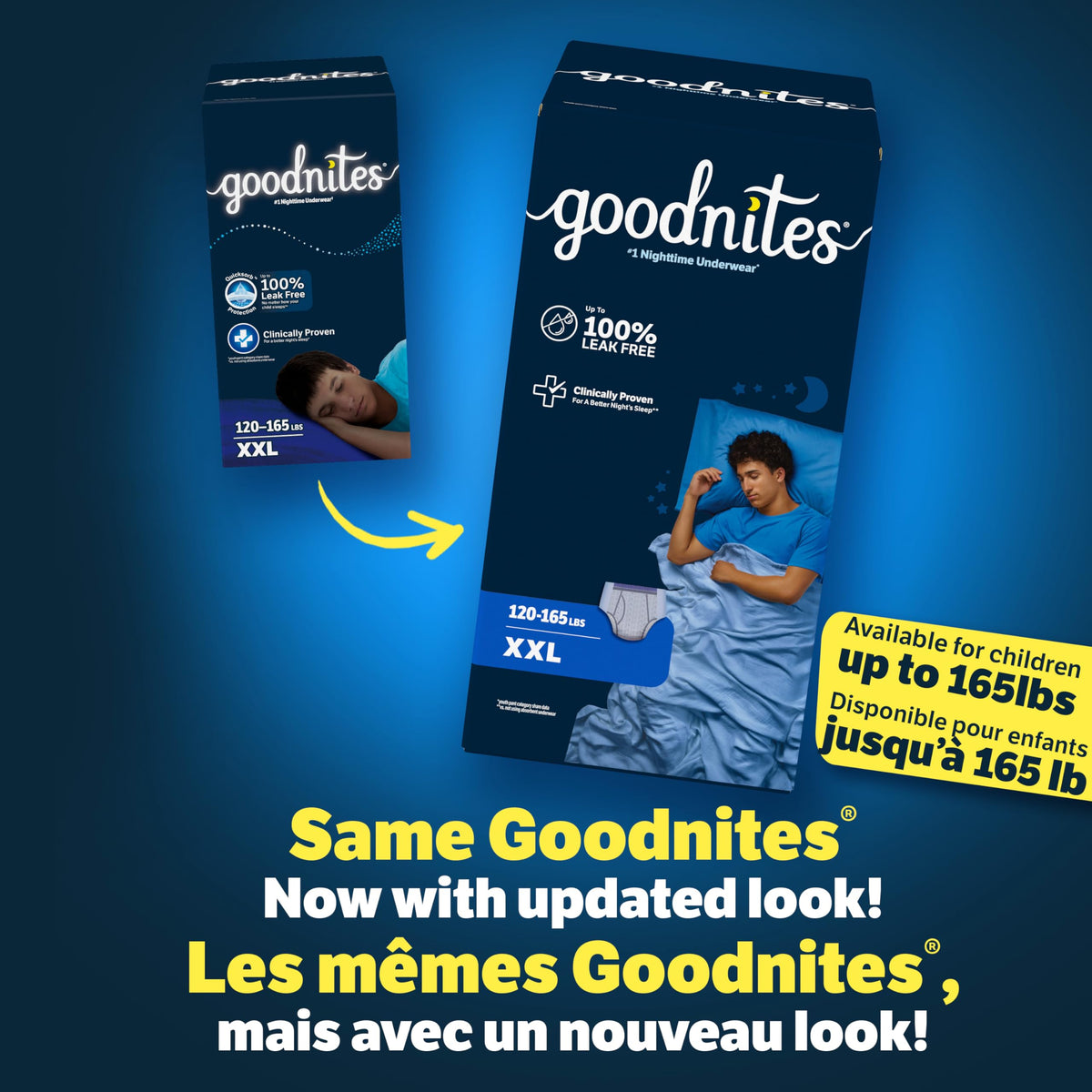 Goodnites Boys' Nighttime Underwear, Size XXL, 54 Count