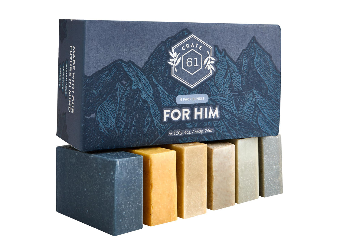 Crate 61 Vegan Natural Bar Soap, For Him (6 Pack)
