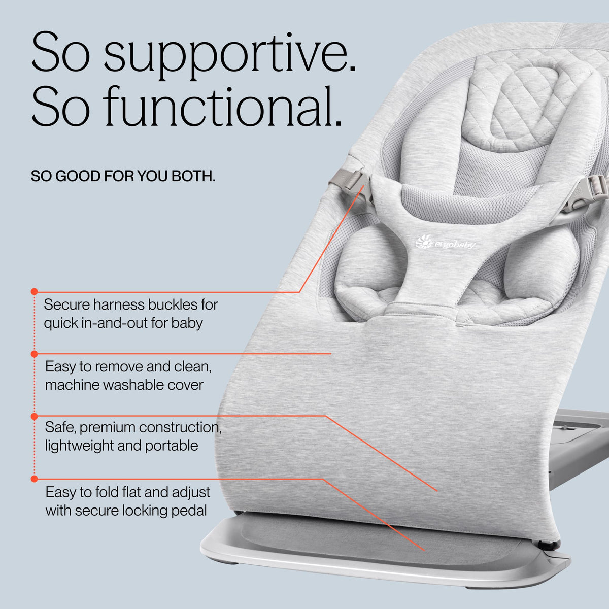 Ergobaby Evolve 3-in-1 Bouncer Seat, 5.5-25 lbs