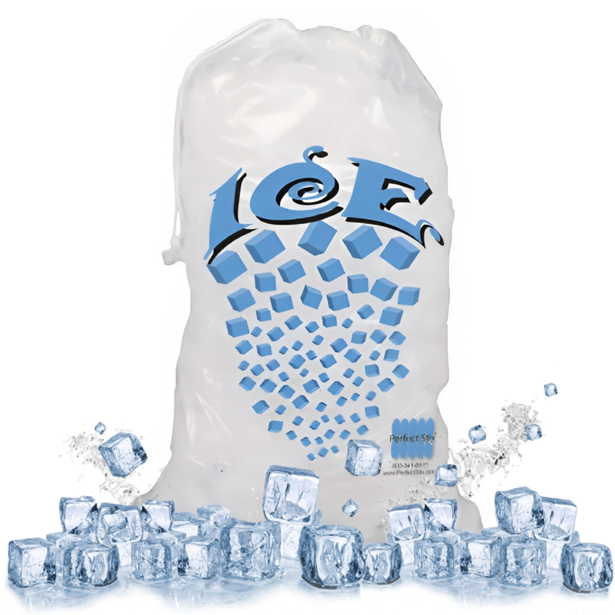 Concession Essentials Drawstring Ice Bags, 8 lb, Pack of 100