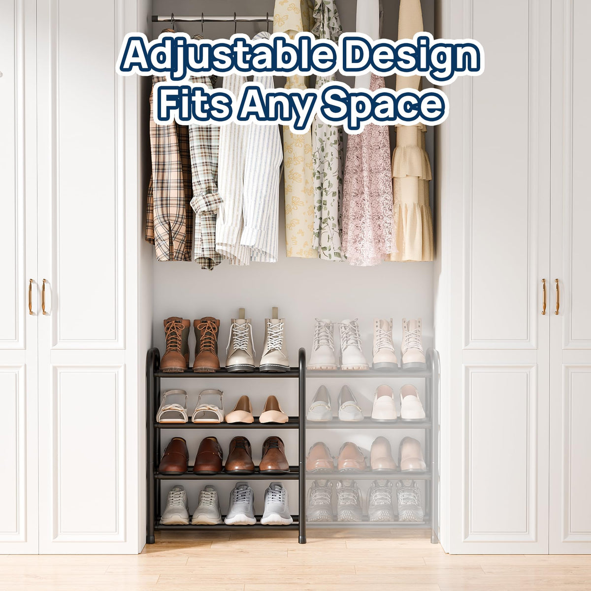 ENJOYBASICS 4-Tier Expandable Metal Shoe Rack, Black