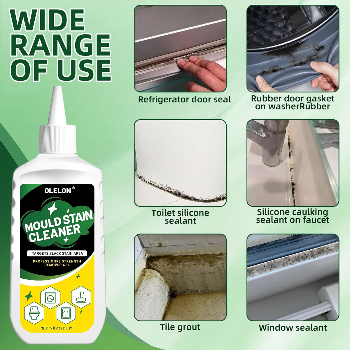 Mold Remover Gel for Washing Machine and Tile Grout