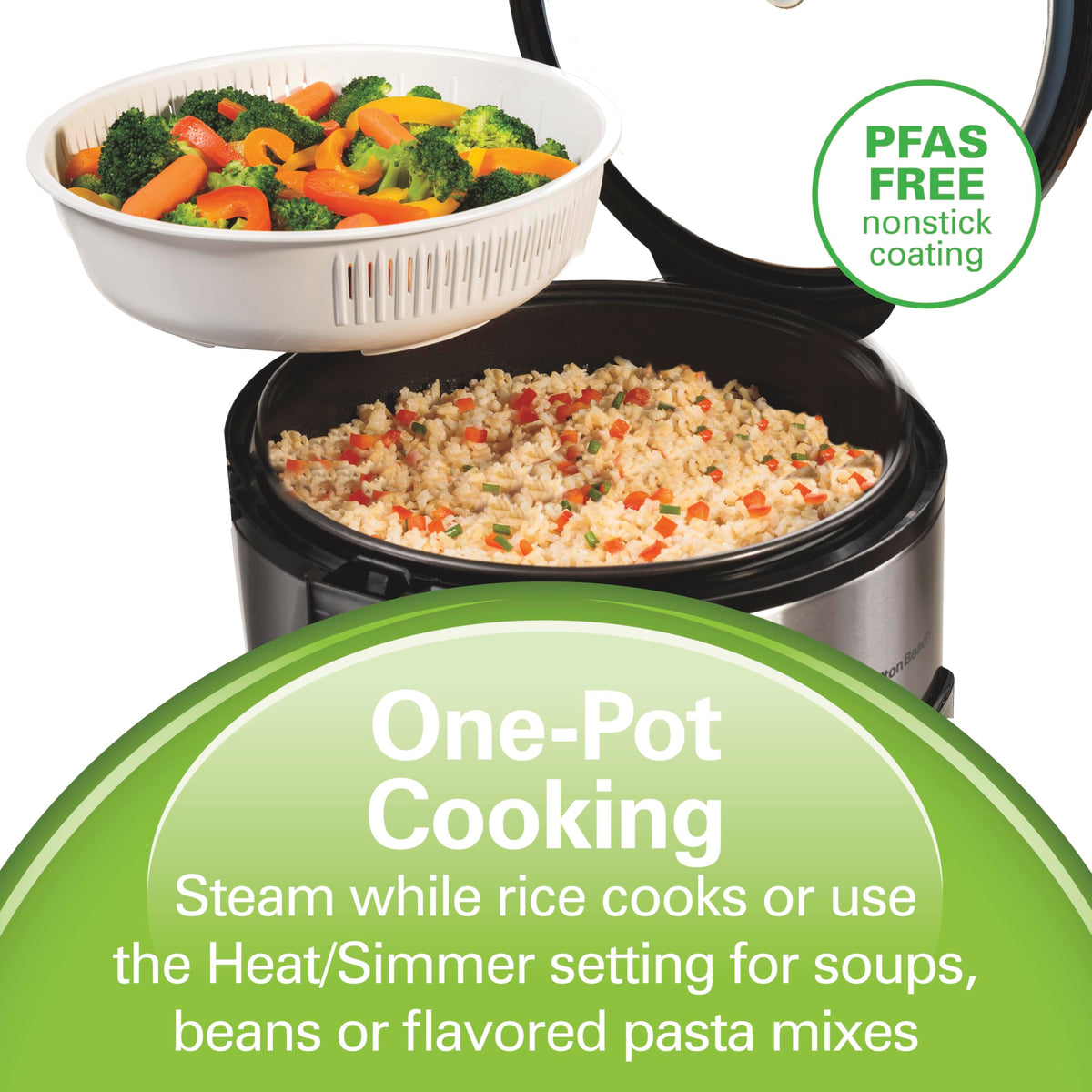 Hamilton Beach Digital Rice Cooker and Food Steamer, 14 Cups, 37548MN