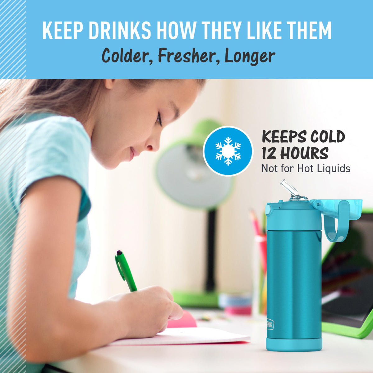 Thermos Funtainer 14 oz Vacuum Insulated Bottle, Teal