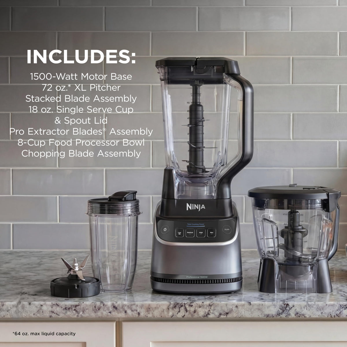 Ninja UltraCrush Pro Kitchen System, BP401C, 1500W, 72 oz