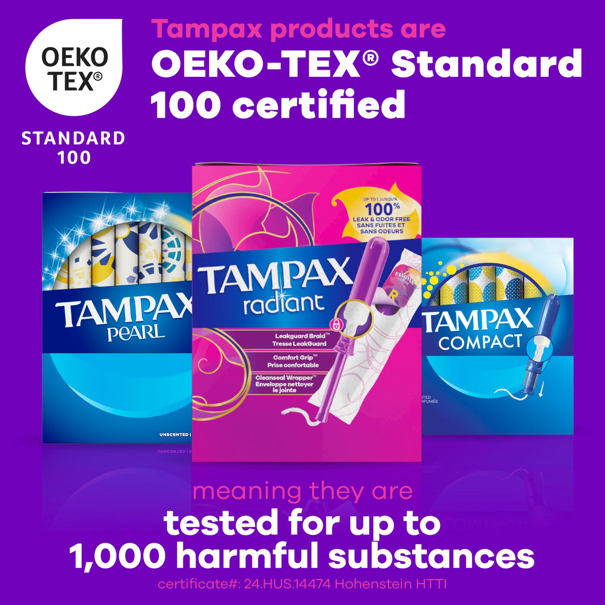 Tampax Radiant Tampons Multipack, Regular/Super, Unscented, 84 Count