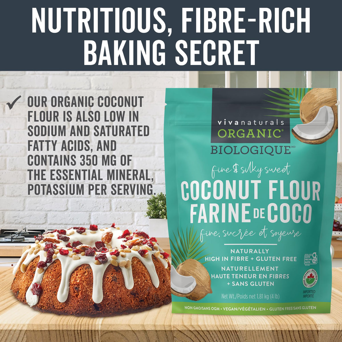 Viva Naturals Organic Coconut Flour, 4 LB