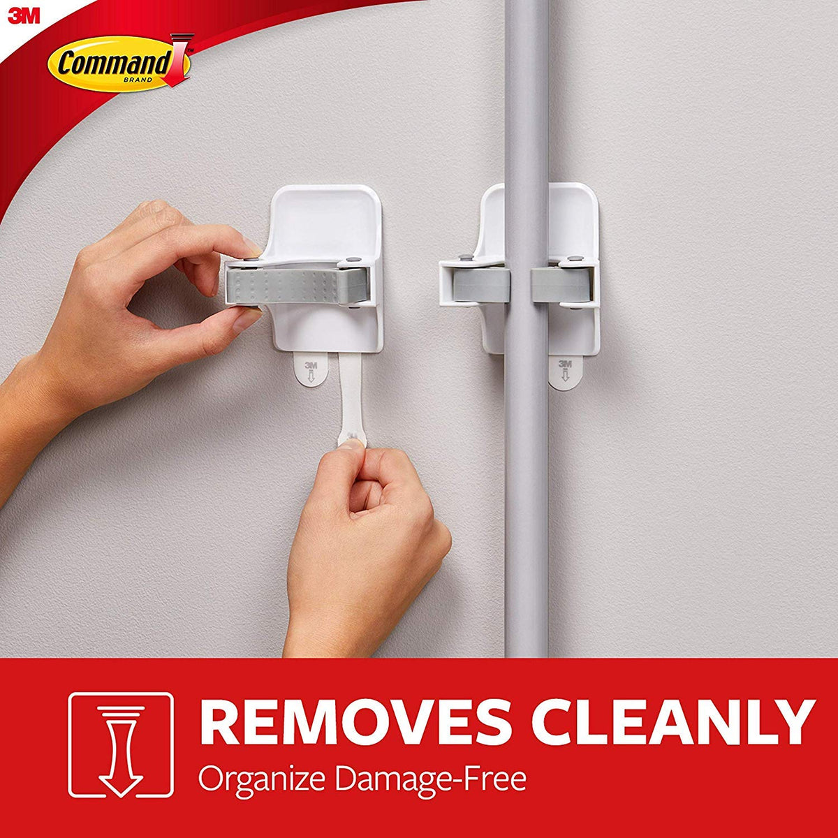 Command Broom and Mop Grippers Wall Hook, 2 Hangers, 4 Strips