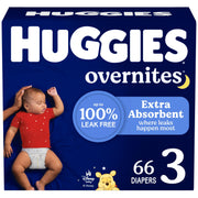 Huggies Overnites Overnight Diapers, Size 3 (16-28 lbs), 66 Count