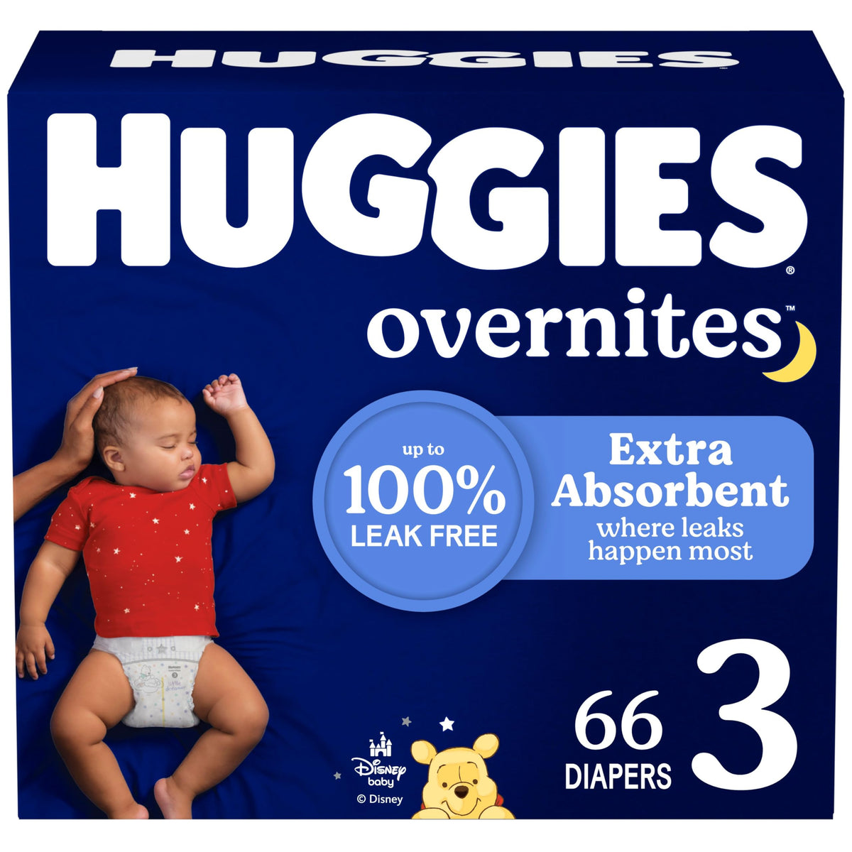Huggies Overnites Overnight Diapers, Size 3 (16-28 lbs), 66 Count