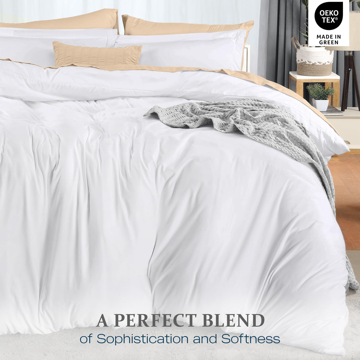 Utopia Bedding Duvet Cover Set with Pillow Shams, Queen, White