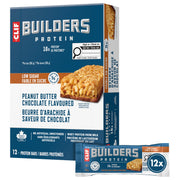 CLIF Builders Low Sugar Protein Bar, Peanut Butter Chocolate, 12 Pack