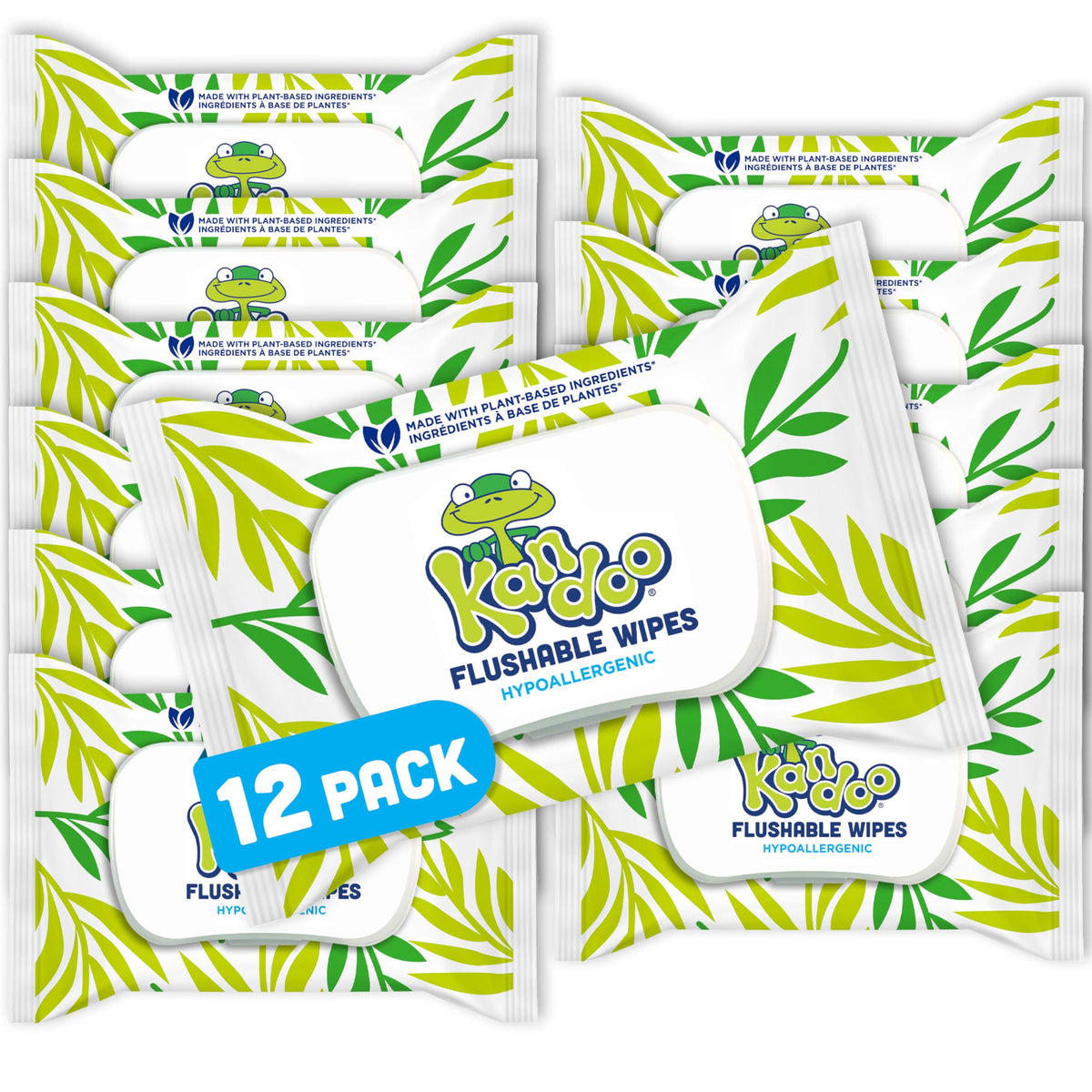 Kandoo Sensitive Flushable Wipes, Fragrance Free, 12 x 42 Count