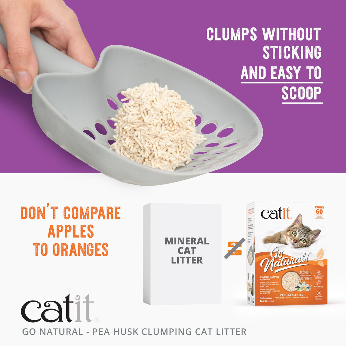 Catit Go Natural Pea Husk Clumping Cat Litter, Vanilla, 5.6 kg