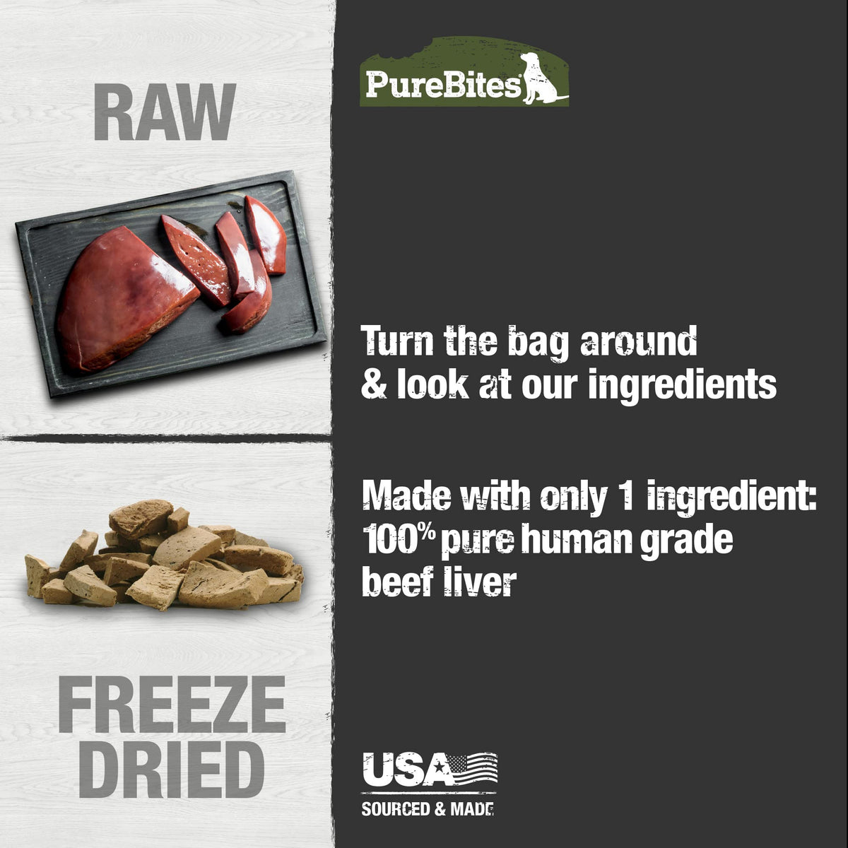 PureBites Freeze Dried Beef Liver Dog Treats, 1.2kg