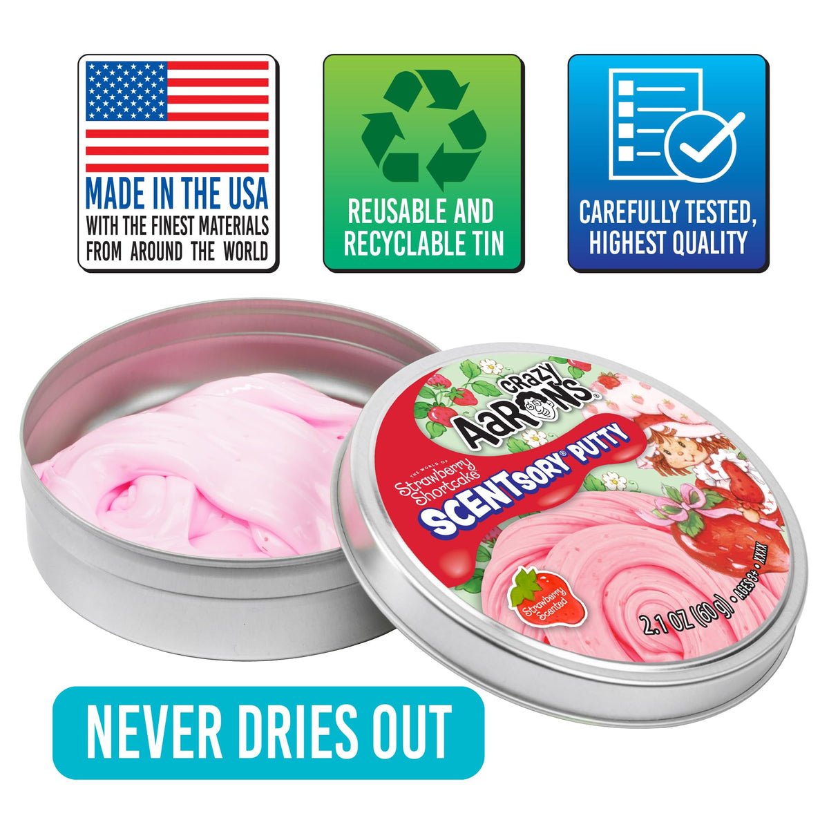 Crazy Aaron's Strawberry Shortcake SCENTsory Putty