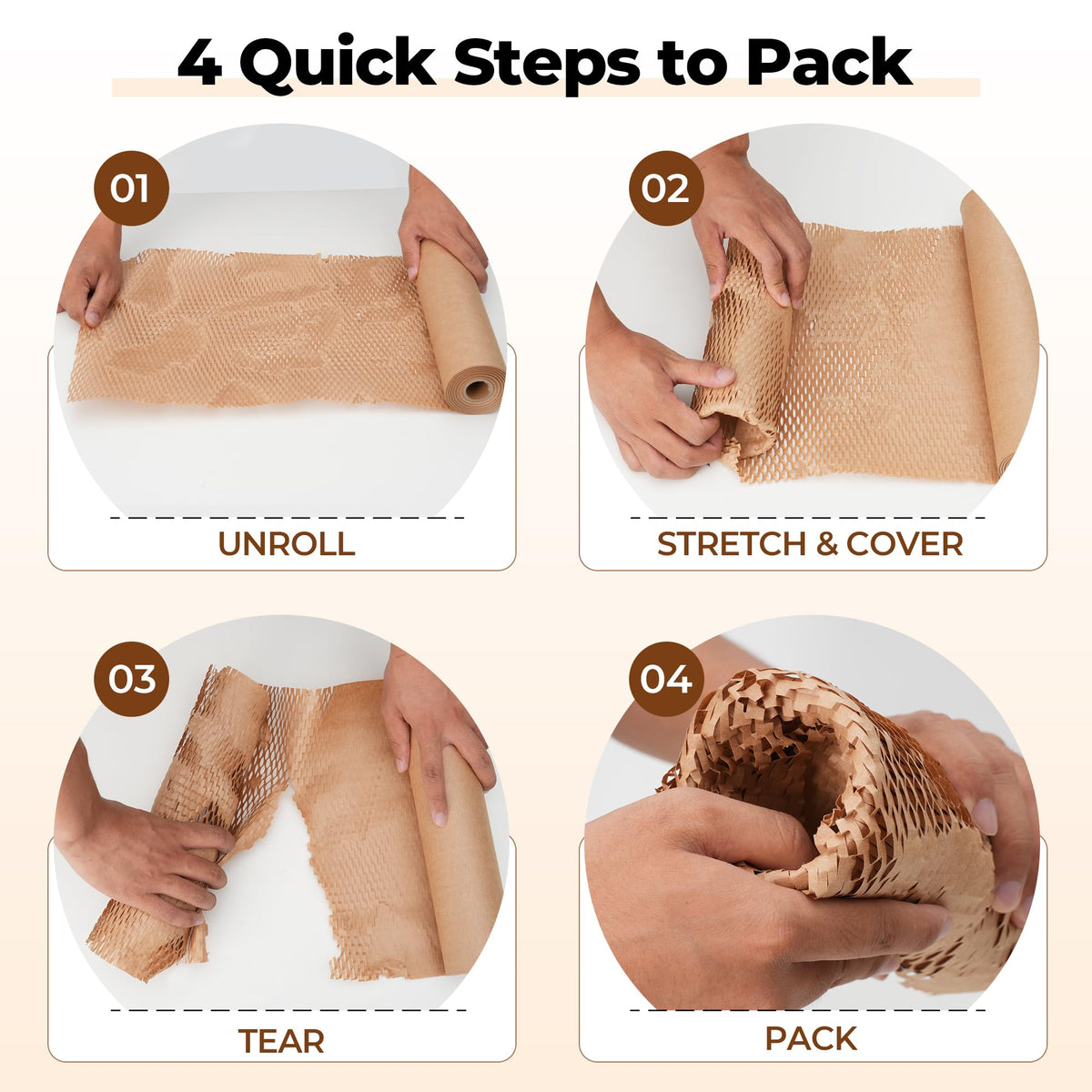 Tera Honeycomb Packing Paper, 12" x 200', with 20 Fragile Stickers