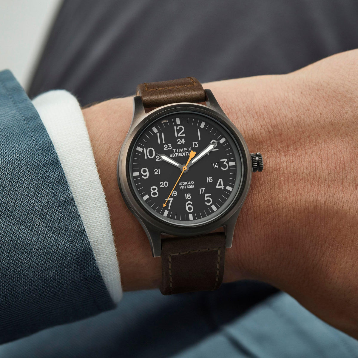 Timex Men's TW4B12500 Expedition Scout Watch, 40mm, Brown Leather