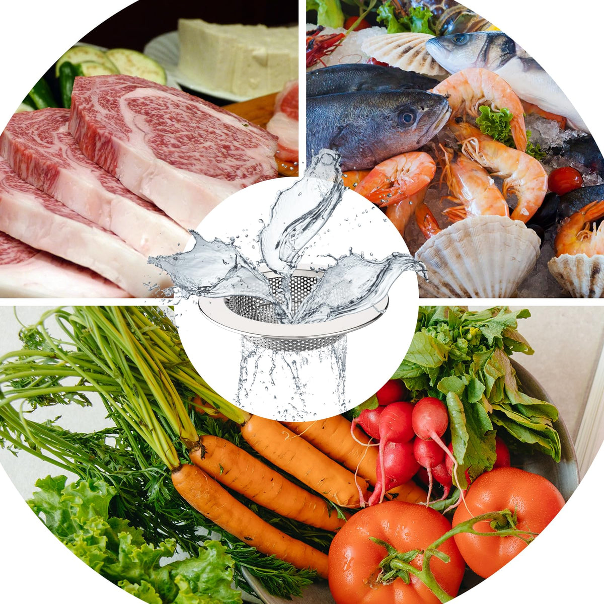 MR.SIGA Stainless Steel Kitchen Sink Strainer, 4.4" (3 Pack)
