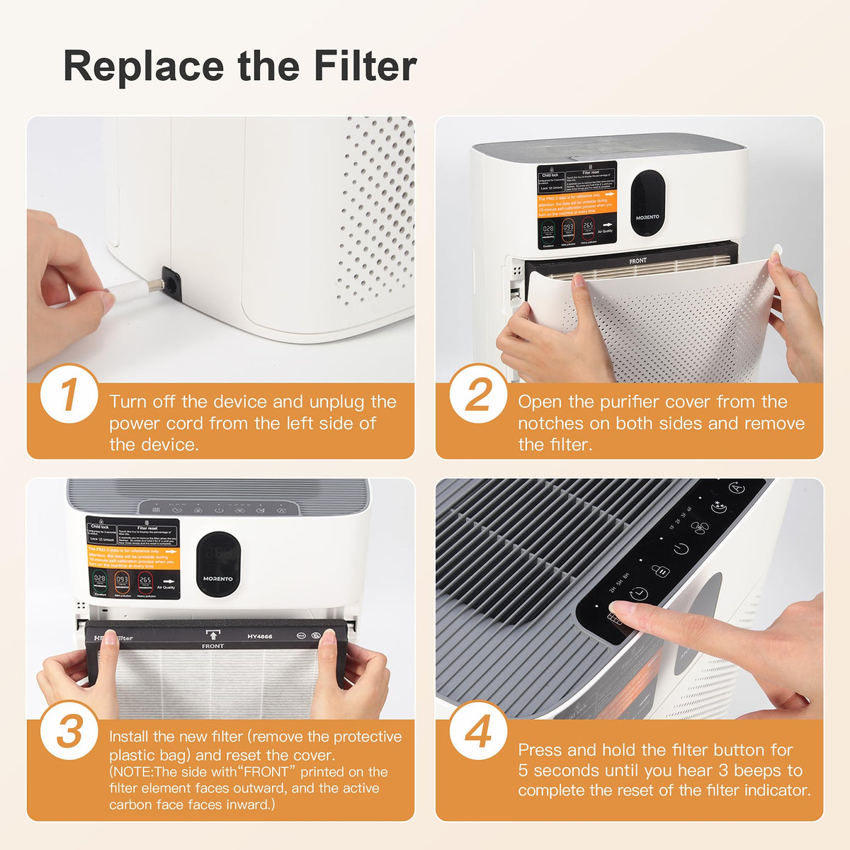 Morento 2-Pack HY4866 Air Purifier Replacement Filter, Enhanced