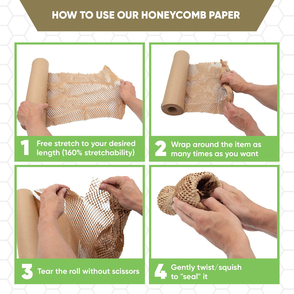 ecoducer Honeycomb Packing Paper Roll, 12" x 100'