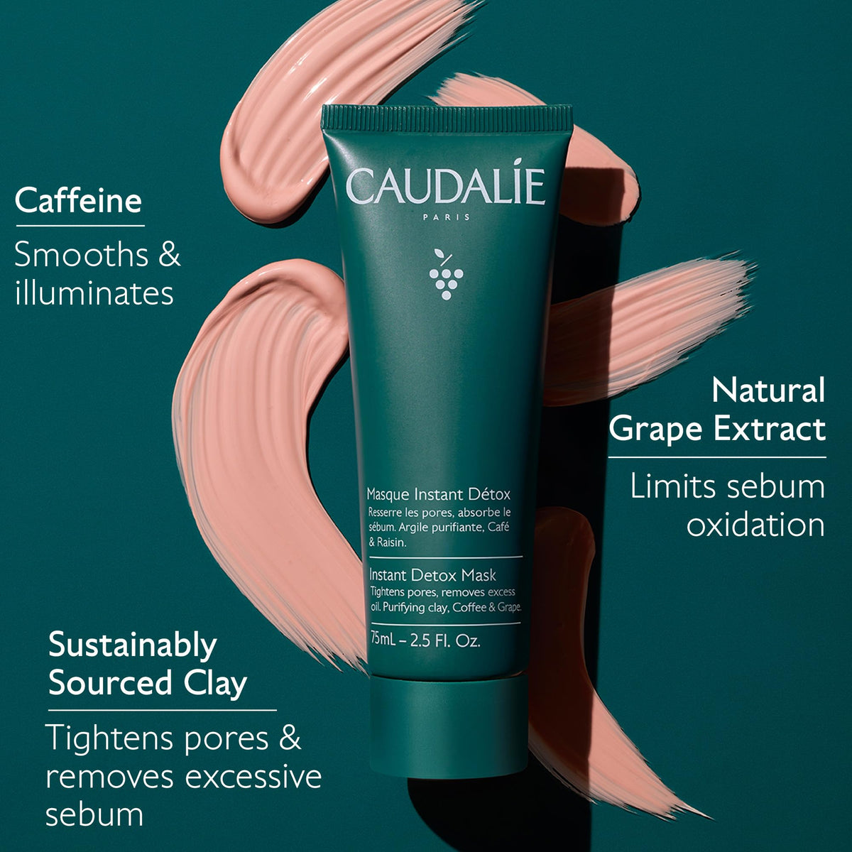 Caudalie Instant Detox Mask with Pink Clay, 75 ml