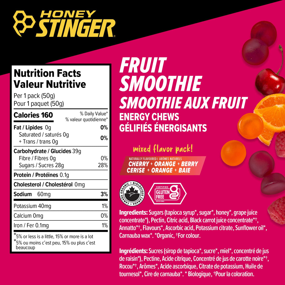 Honey Stinger Organic Fruit Smoothie Energy Chews