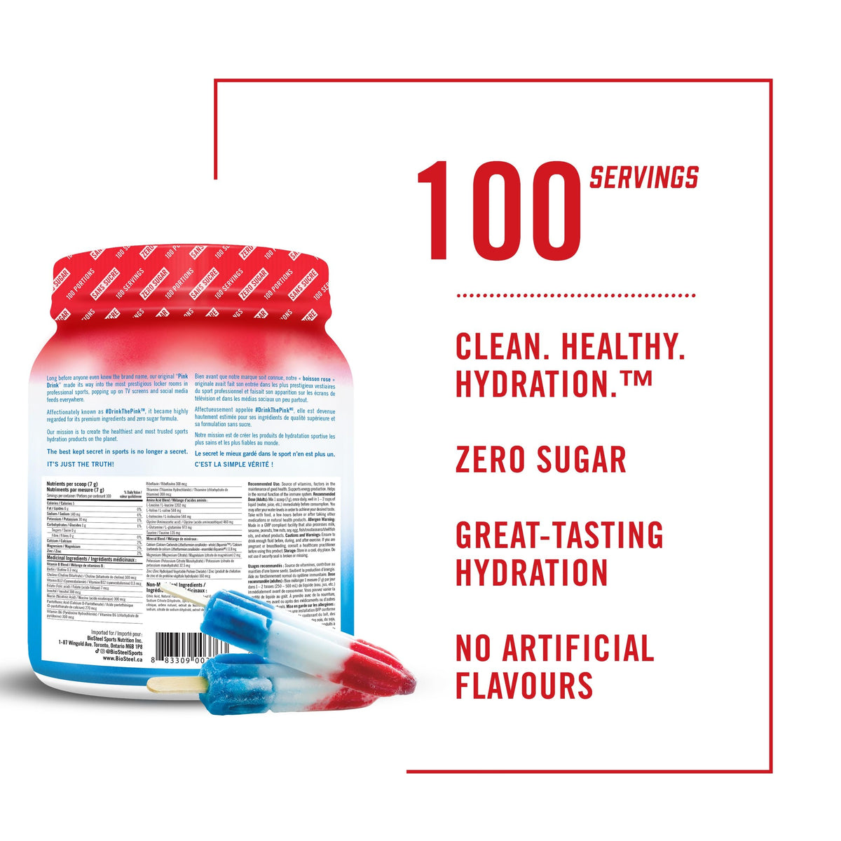 BioSteel Hydration Mix, Ice Pop, 100 Servings
