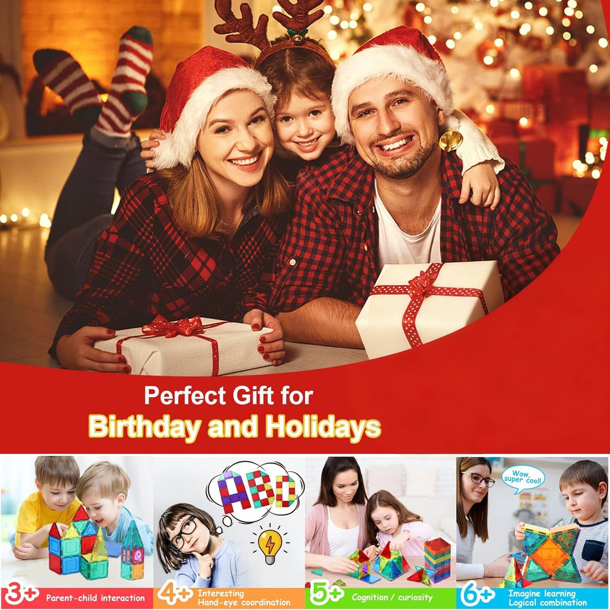 Magnetic Tiles Building Blocks Set for Kids, 100 Pieces