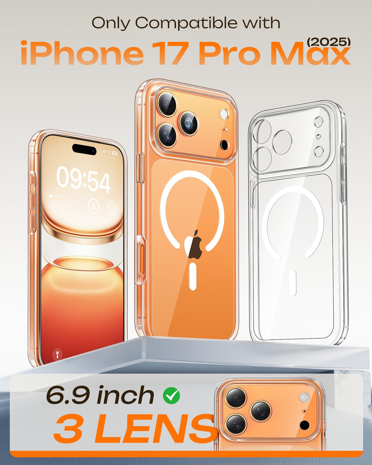 TOCOL Clear MagSafe Case for iPhone 17 Pro Max, 6.9 inch