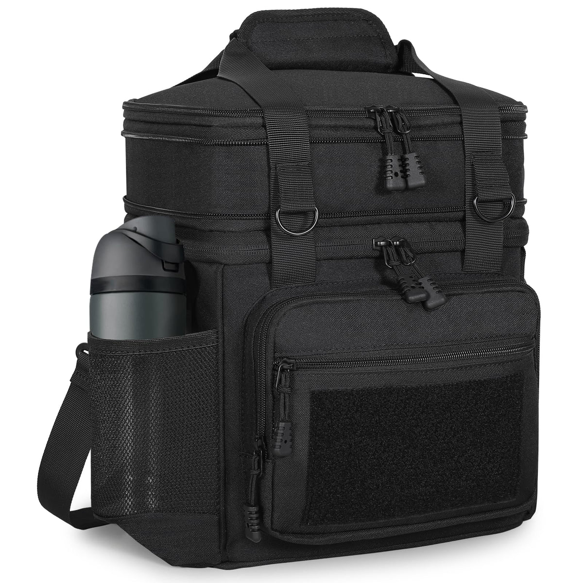 Tactical Insulated Lunch Box Cooler Bag for Men, Black, 16 L